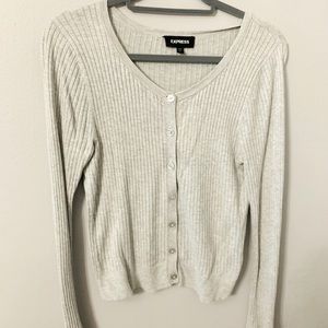 Express grey fitted ribbed cardigan size L